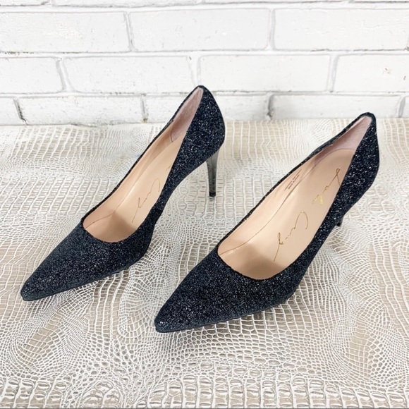 Lola Cruz Women’s Gunmetal Black Sparkle‎ Heels - Picture 6 of 7